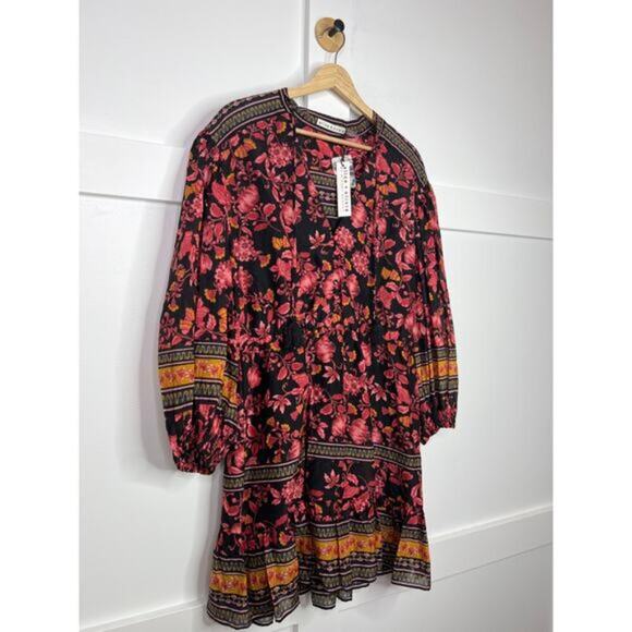 NWT Alice + Olivia Sedona Mandarin Tunic Dress Fall Into You Floral Dress Sz: 12 - Picture 3 of 7
